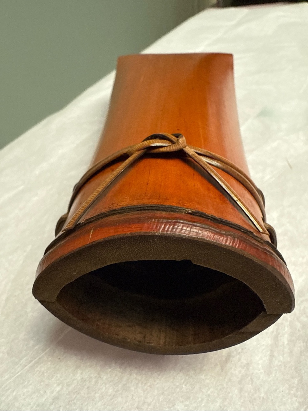 Handmade bamboo slit drum or tongue drum, which may be a Teponaztli fr Guatemala
